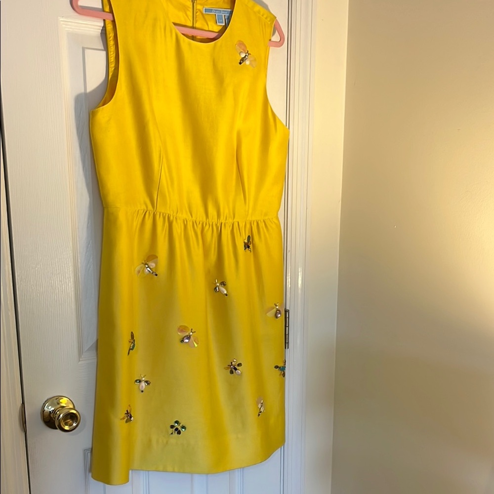 Draper James Gorgeous Yellow Silk Dress with Embellishments